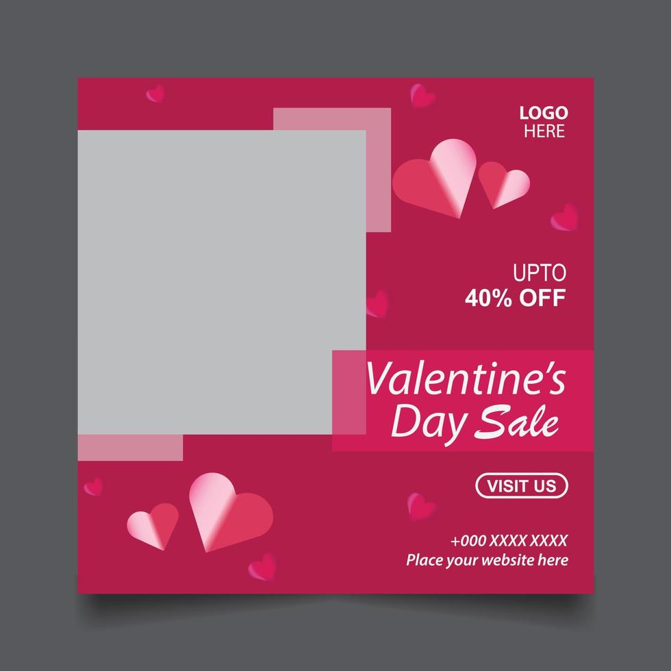 Valentijnsdag dag sociaal media post en banier ontwerp vector