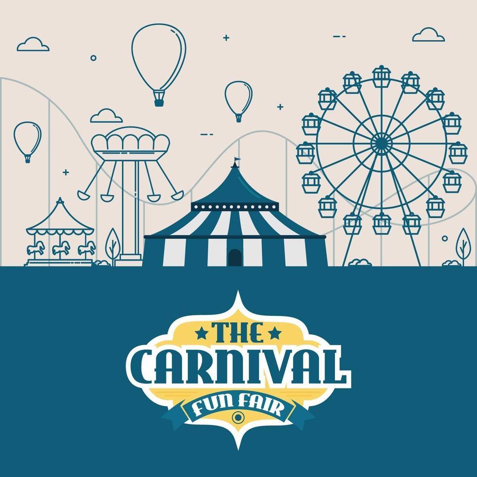 vectorillustraties van carnaval circus met tent en carrousels vector