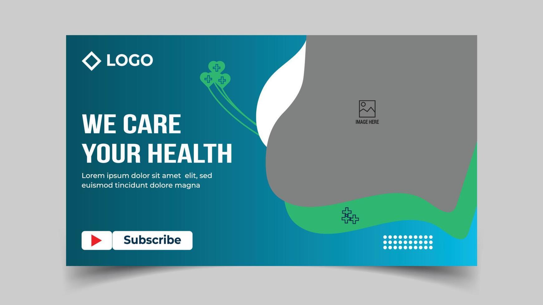 bewerkbare medisch gezondheidszorg Diensten voorzien of wereld Gezondheid dag youtube miniatuur en web banier sjabloon vector