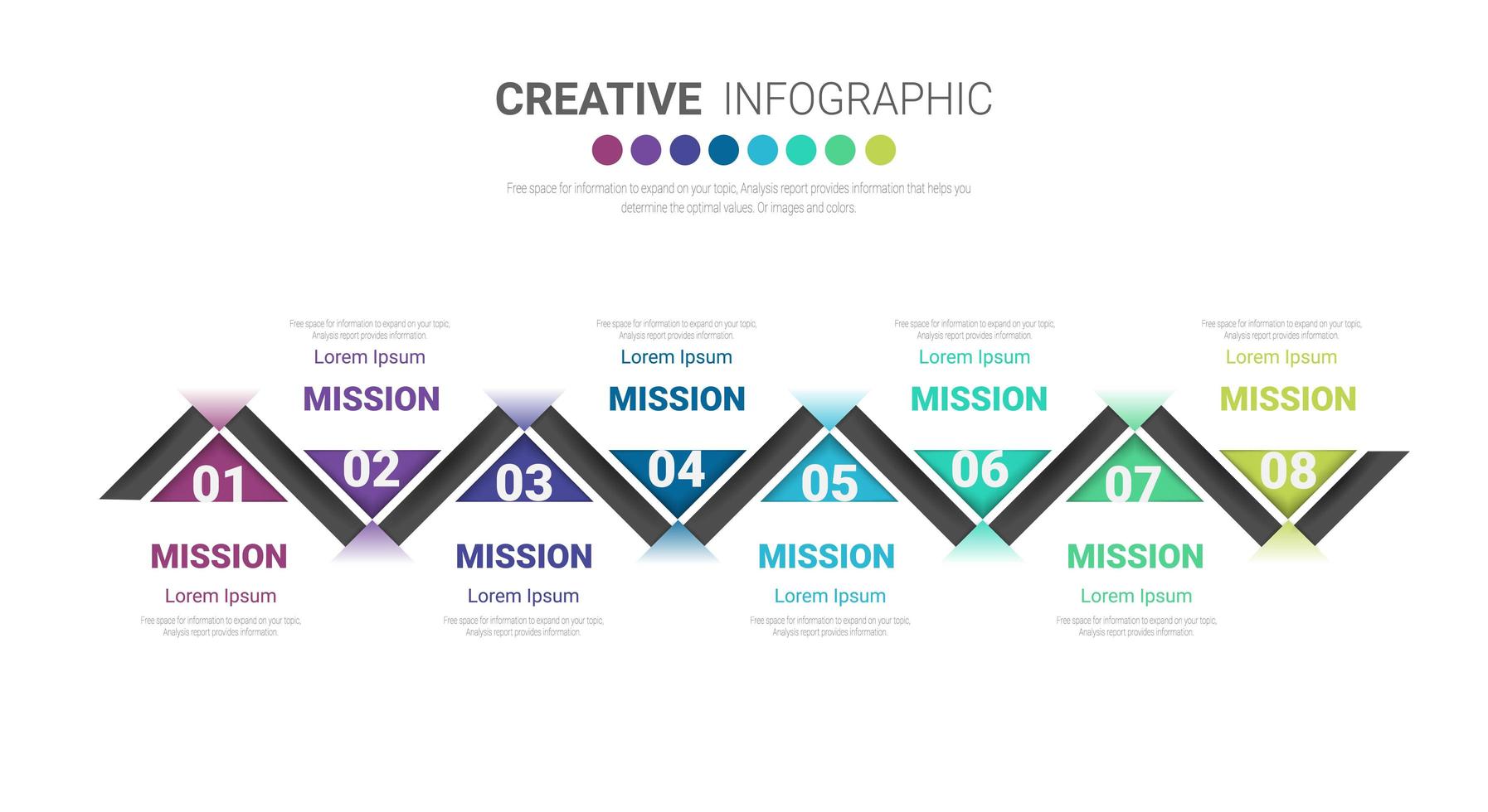 infographic dun lijnontwerp en 8 opties of stappen. vector