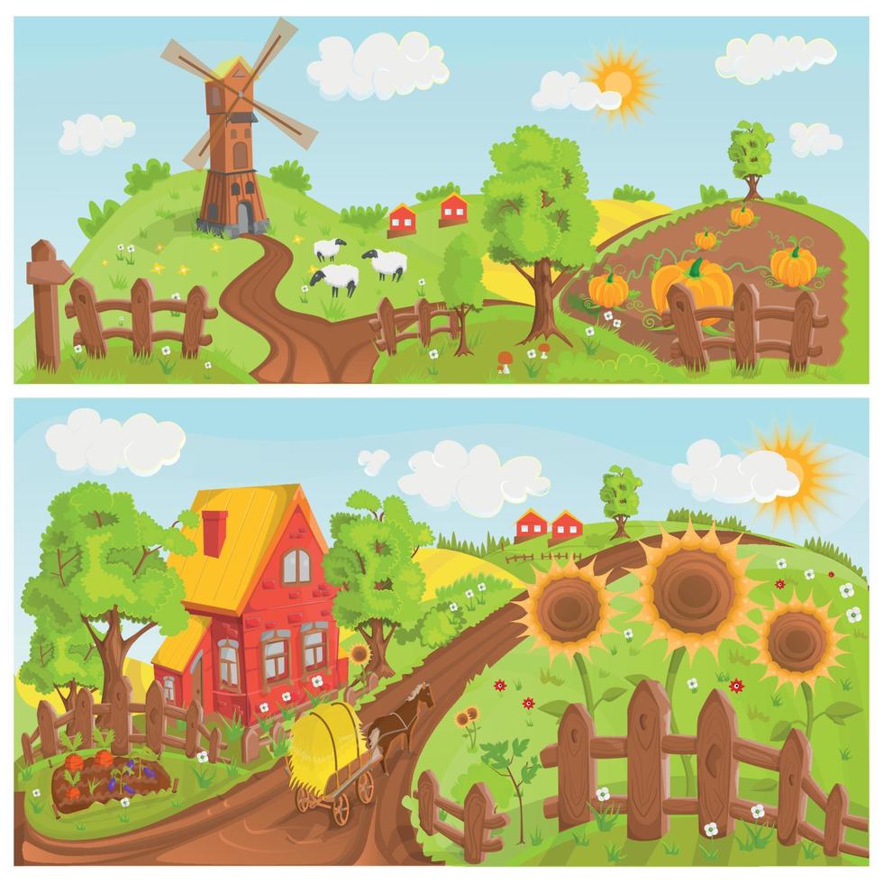 landelijk landschappen vector illustratie