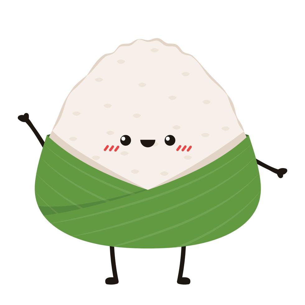 onigiri karakter. onigiri Aan wit achtergrond. onigiri logo ontwerp. Japan rijst- bal. vector