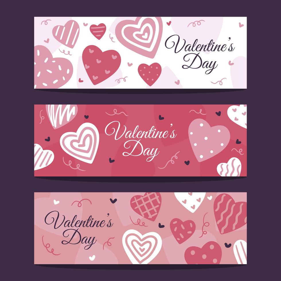 hand getekend Valentijnsdag hart banner vector