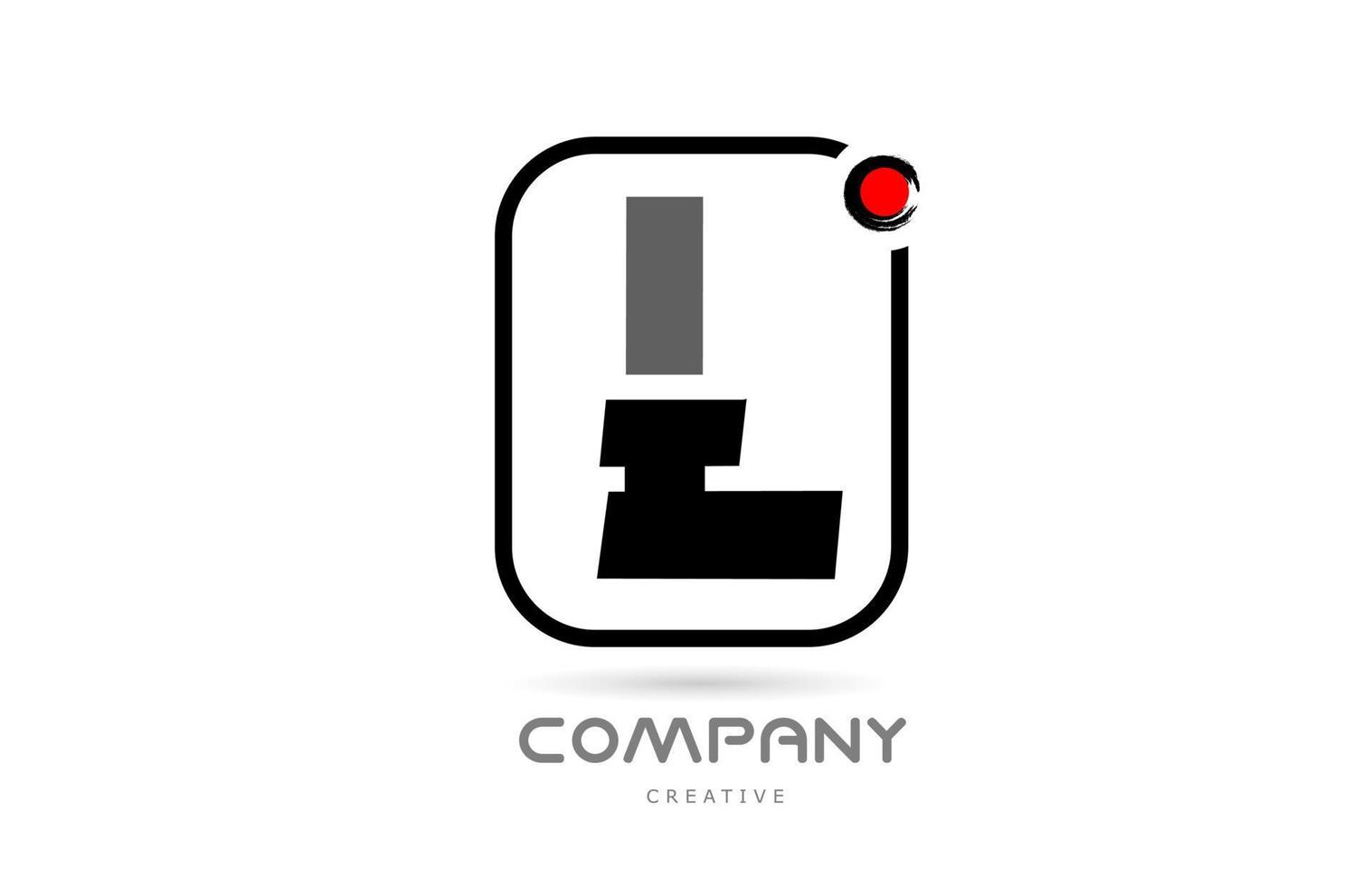 l zwart en wit alfabet brief logo icoon ontwerp met Japans stijl belettering vector