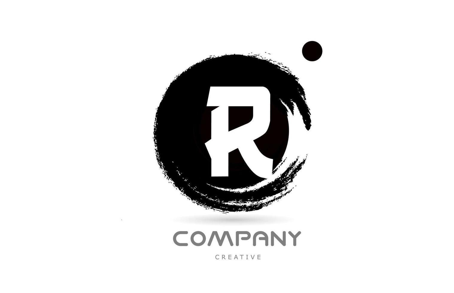 r zwart en wit grunge alfabet brief logo icoon ontwerp met Japans stijl belettering. creatief sjabloon voor bedrijf en bedrijf vector
