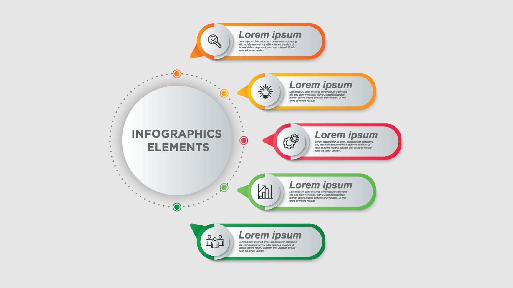 abstract infographic bedrijf concept ontwerp met pictogrammen en 5 opties of stappen. voor inhoud, diagram, stroomschema, stappen, onderdelen, tijdlijn infografieken, werkstroom, grafiek. vector