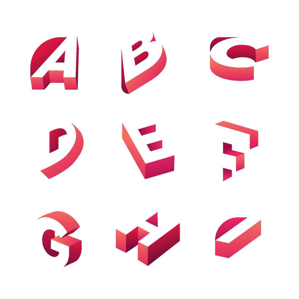 reeks van 3d alfabet logo vector