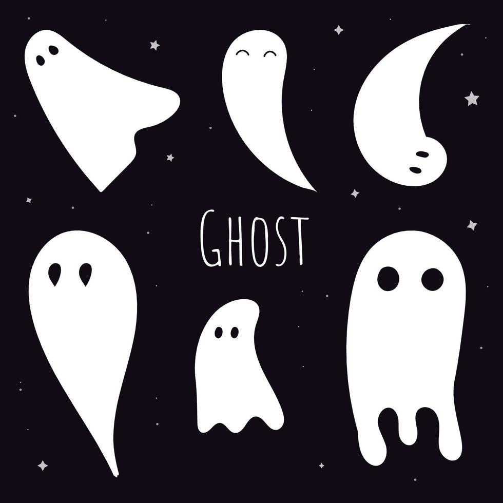 6 halloween geesten vector