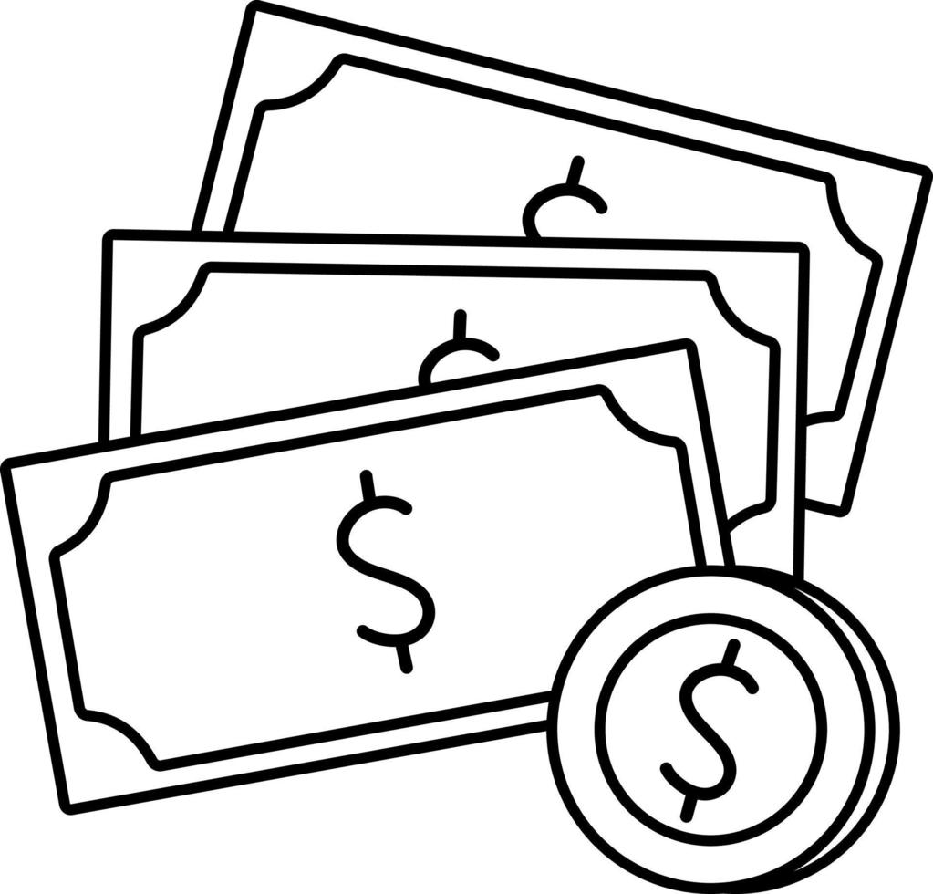 contant geld geld munt bedrijf financieel succes handel bank illustratie lijn met wit gekleurde vector