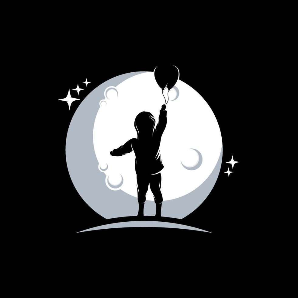 een kind Holding ballon logo ontwerp vector