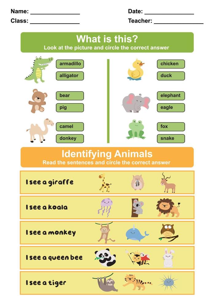 vinden en cirkel de correct antwoorden. werkzaamheid vel voor peuter- kinderen. leerzaam afdrukbare vel voor aan het leren over dieren. vector illustratie.