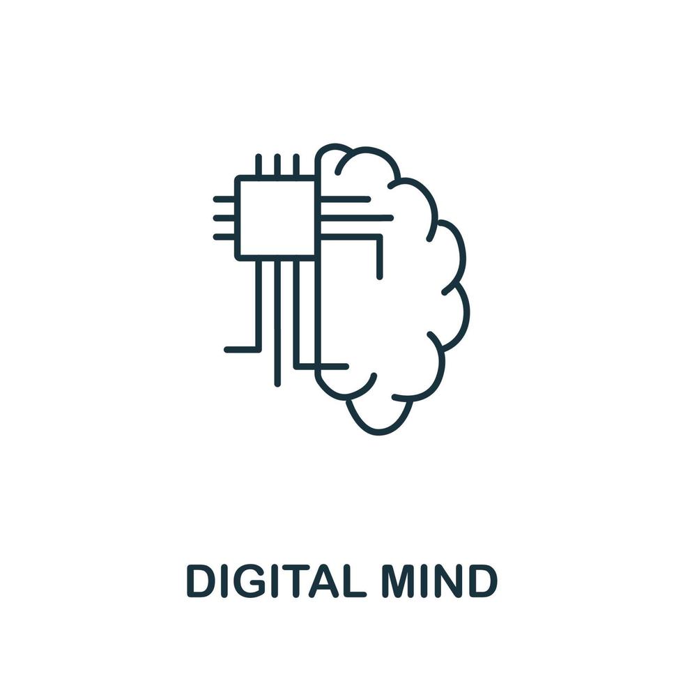 digitaal geest icoon van machine aan het leren verzameling. gemakkelijk lijn digitaal geest icoon voor Sjablonen, web ontwerp en infographics vector