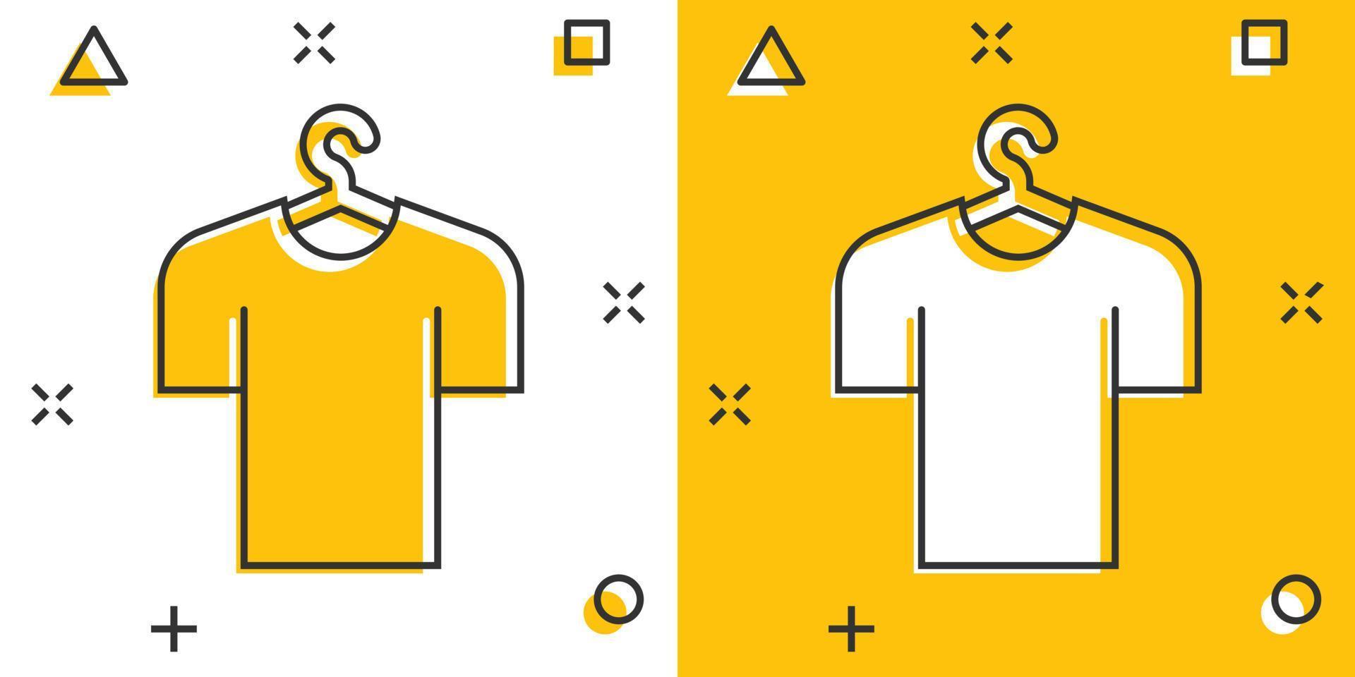 t-shirt icoon in grappig stijl. gewoontjes kleren tekenfilm vector illustratie Aan wit geïsoleerd achtergrond. polo slijtage plons effect bedrijf concept.