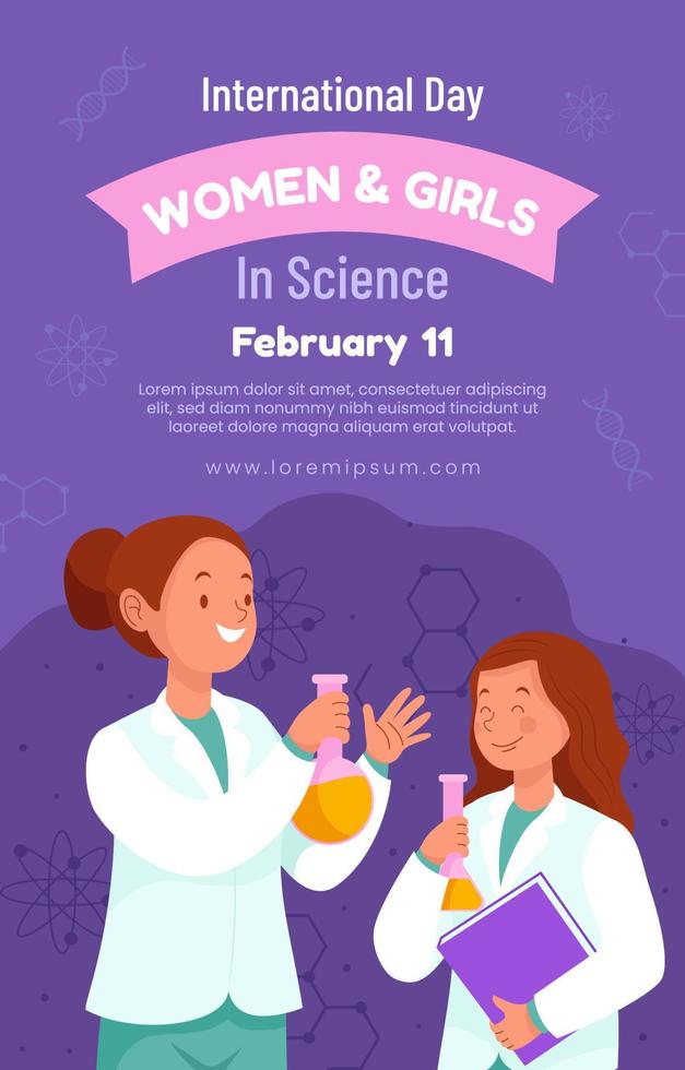 Internationale Dames en meisjes in wetenschap poster vector