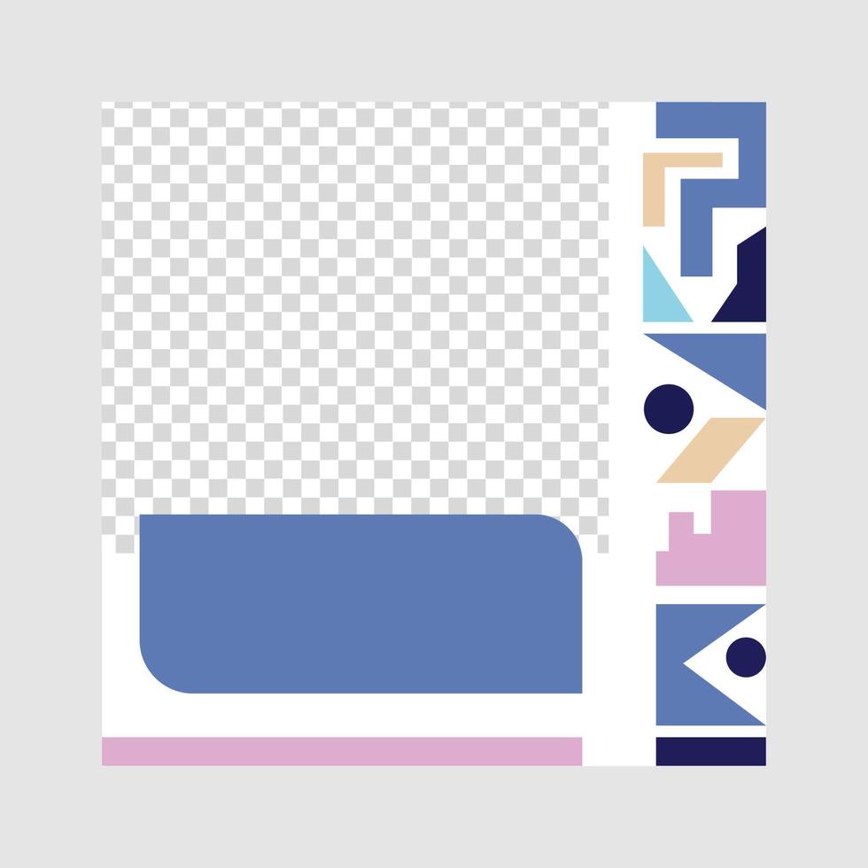 sociaal media sjabloon met beeld en tekst sleuf versierd door kleurrijk pastel mozaïek- patroon. vector
