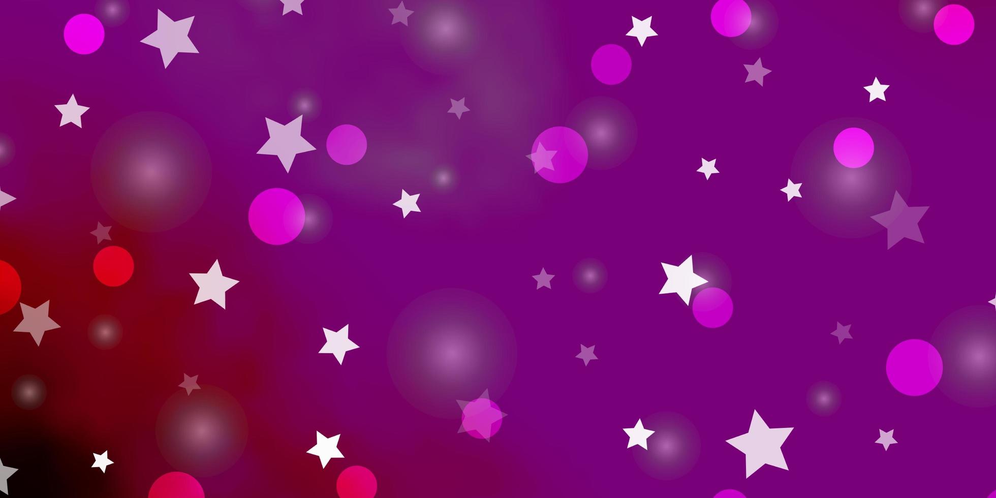 donkerpaars, roze vector achtergrond met cirkels, sterren.