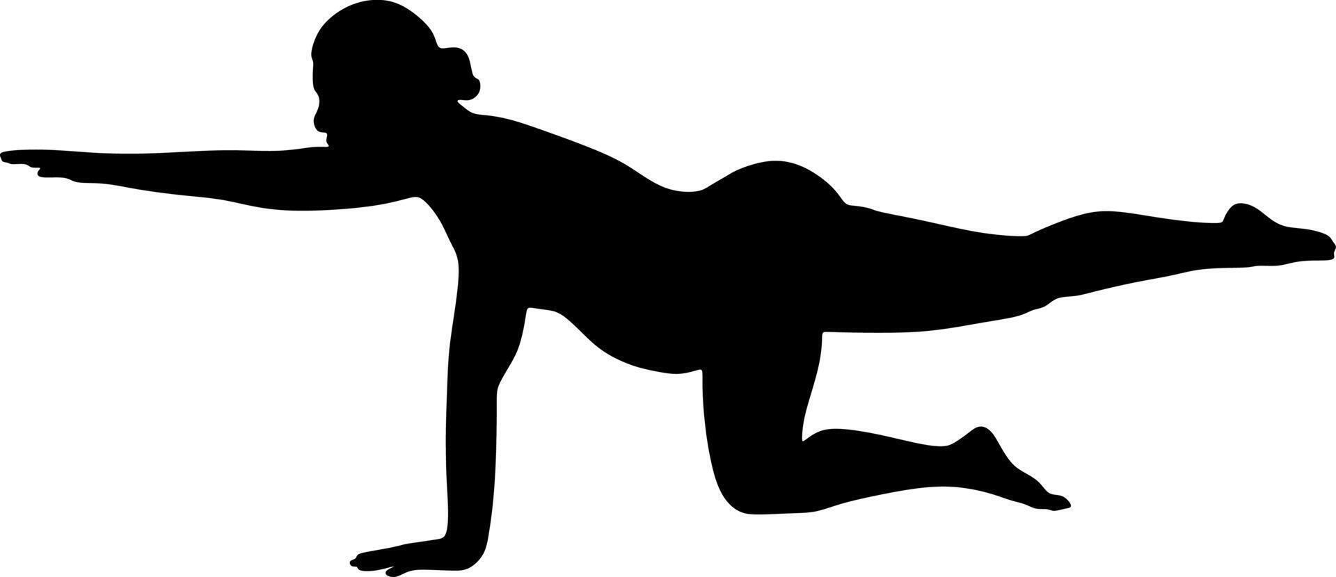 silhouet kunst van yoga poses prenataal pilates Sportschool boll voor zwanger vrouwen, vector illustratie