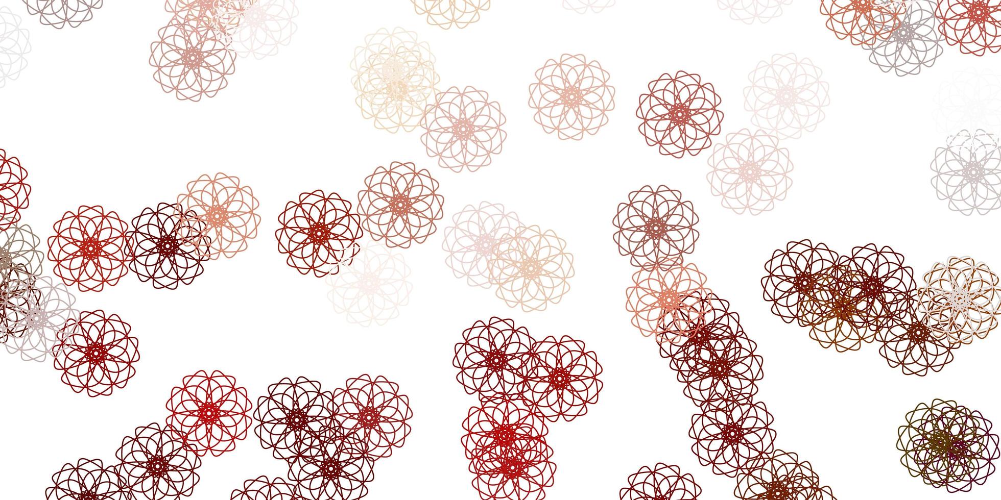 lichtoranje vector doodle sjabloon met bloemen.