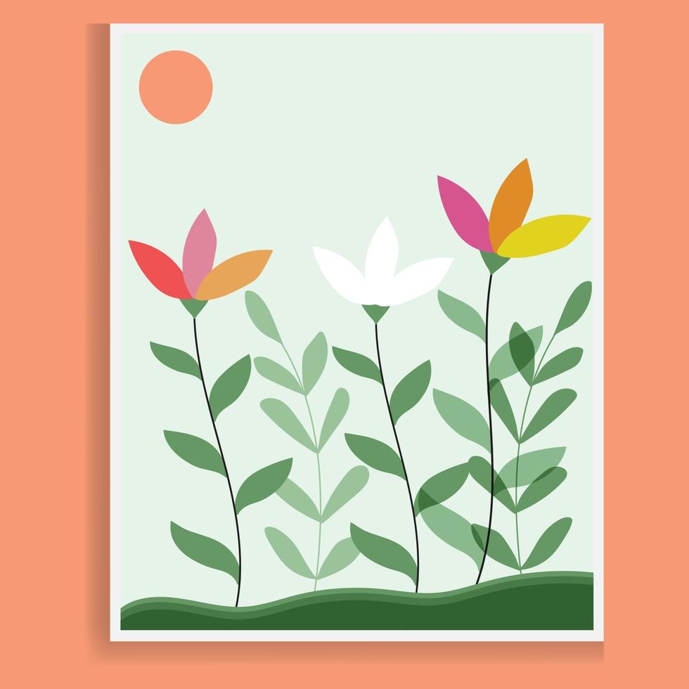 botanisch afdrukken boho minimalistische afdrukbare muur kunst, lijn kunst, abstract huis decor bloemen afdrukken Boheems kunstwerk, vector. vector