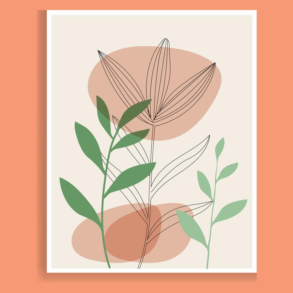 botanisch afdrukken boho minimalistische afdrukbare muur kunst, lijn kunst, abstract huis decor bloemen afdrukken Boheems kunstwerk, vector. vector