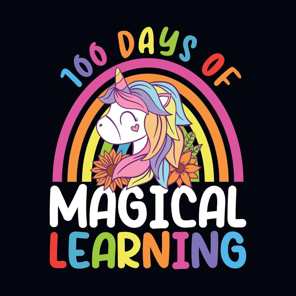 100 dagen van magisch aan het leren, 100ste dag van school- ontwerp vector