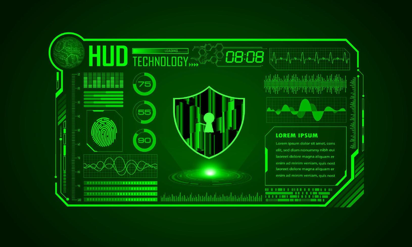 modern hud technologie scherm achtergrond met hangslot vector