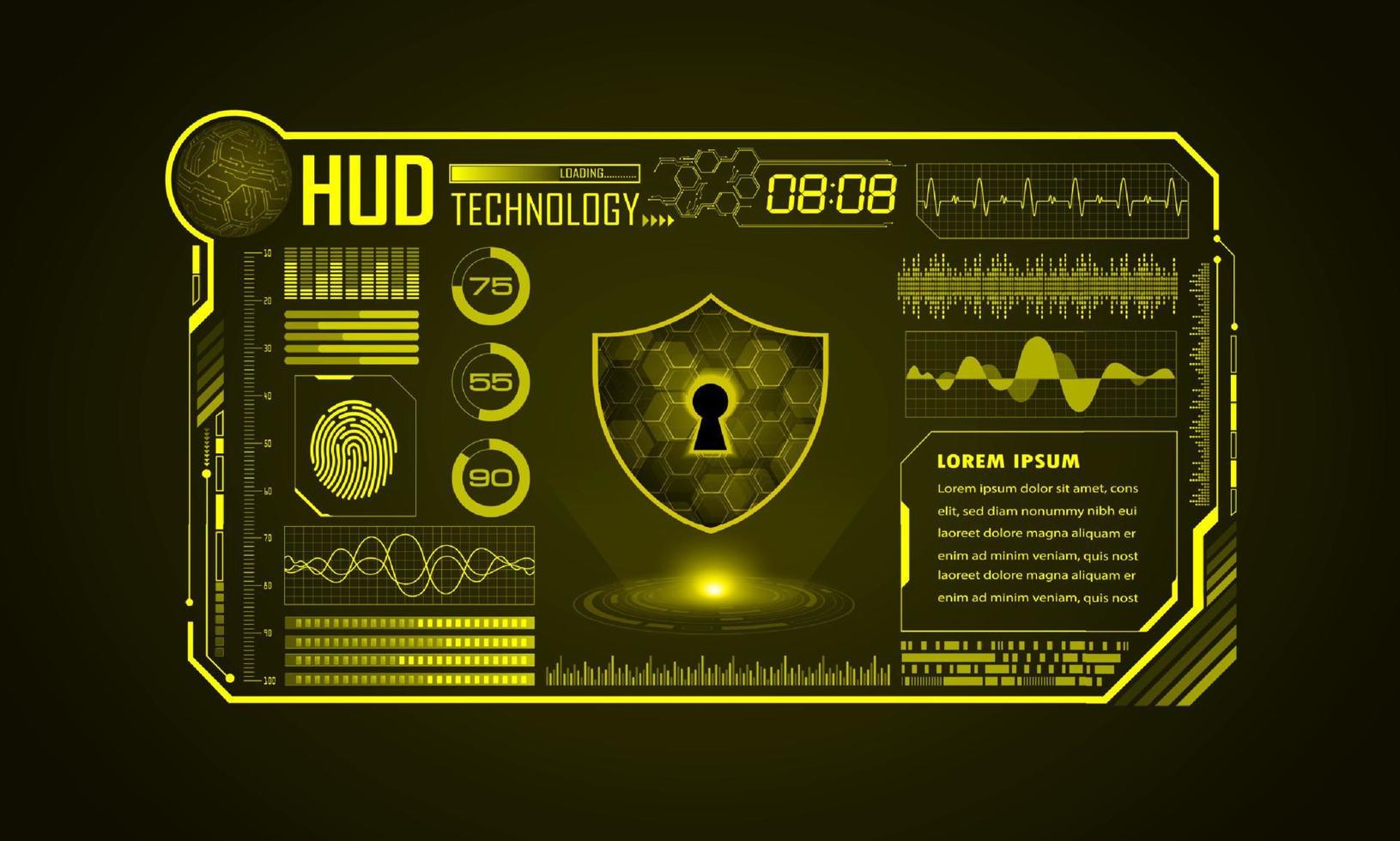 xxxxmodern hud technologie scherm achtergrond met hangslot vector