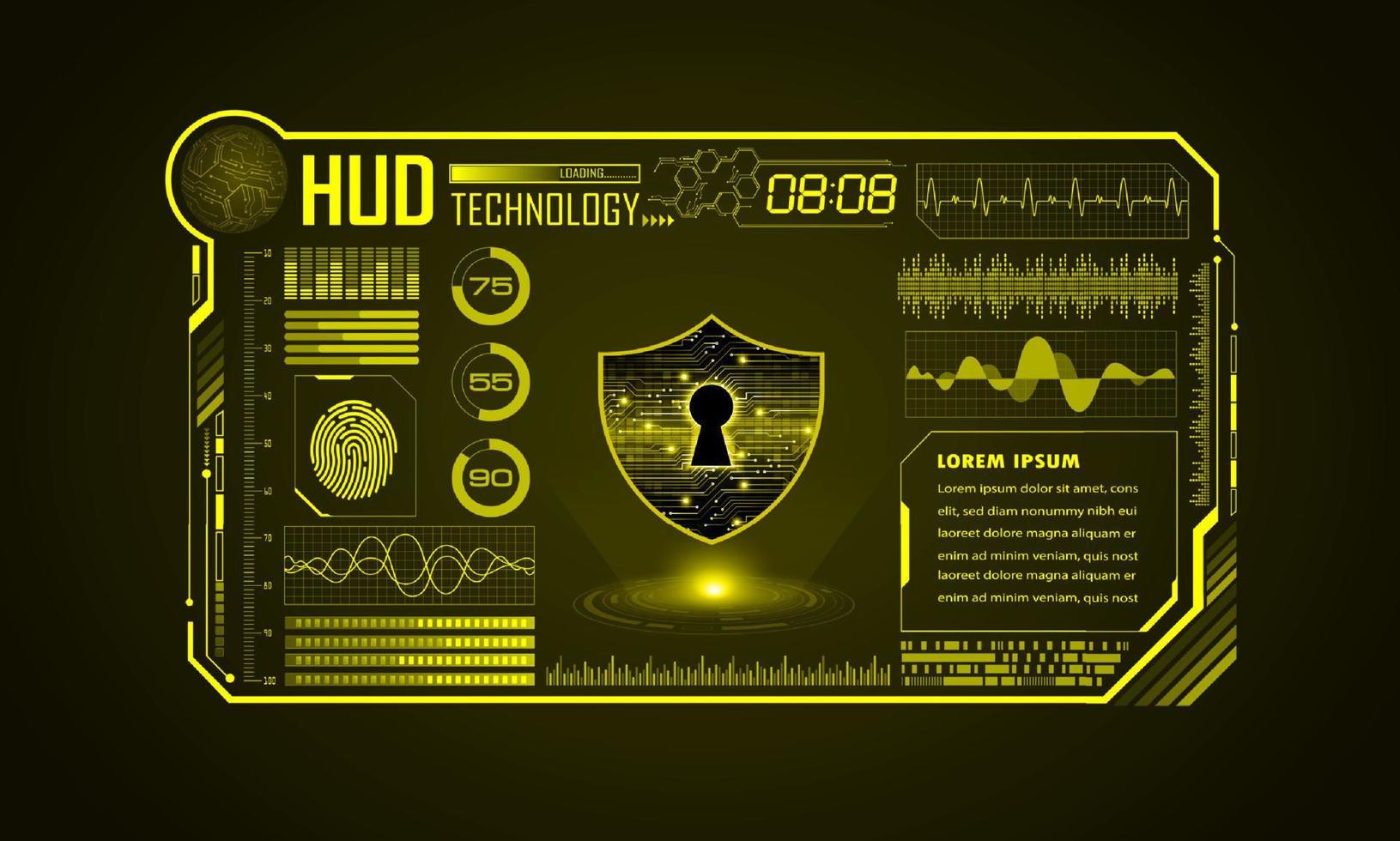 xxxxmodern hud technologie scherm achtergrond met hangslot vector