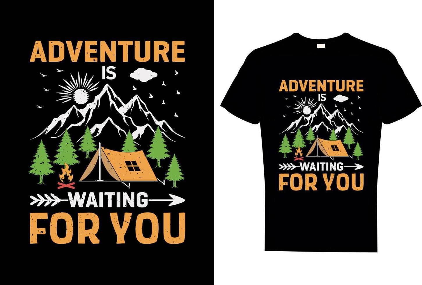 camping t-shirt ontwerp voor vector en mockup