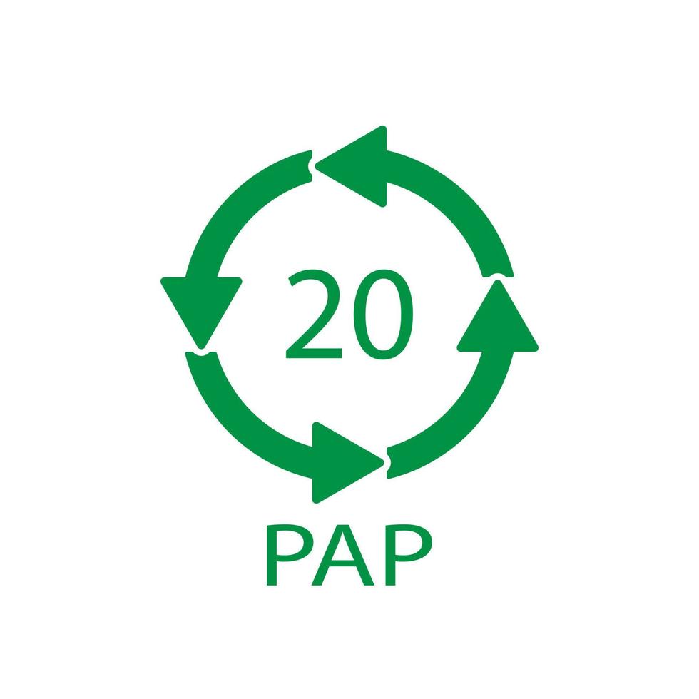 papier recycling symbool pap 20. vectorillustratie vector