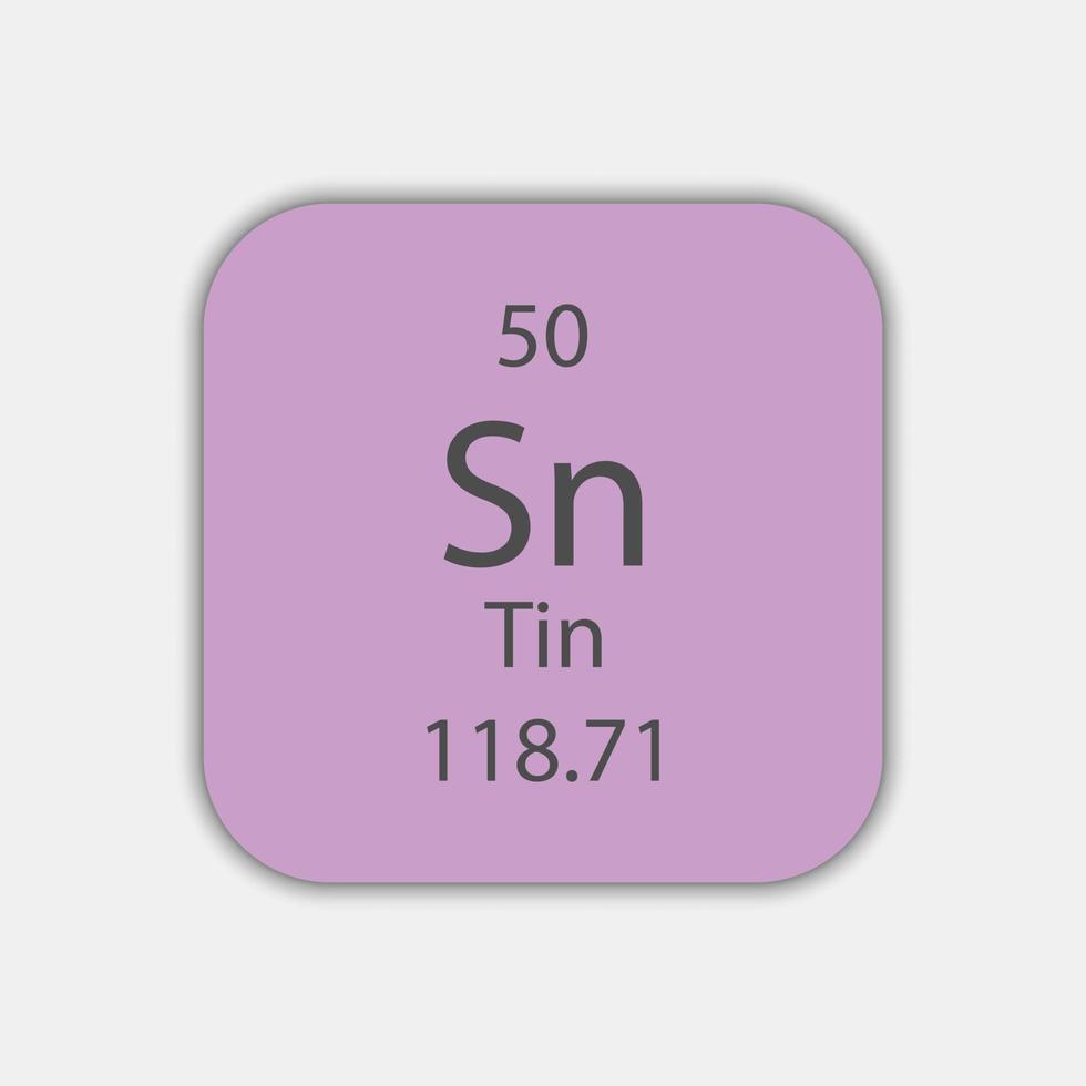 tinnen symbool. scheikundig element van het periodiek systeem. vectorillustratie. vector