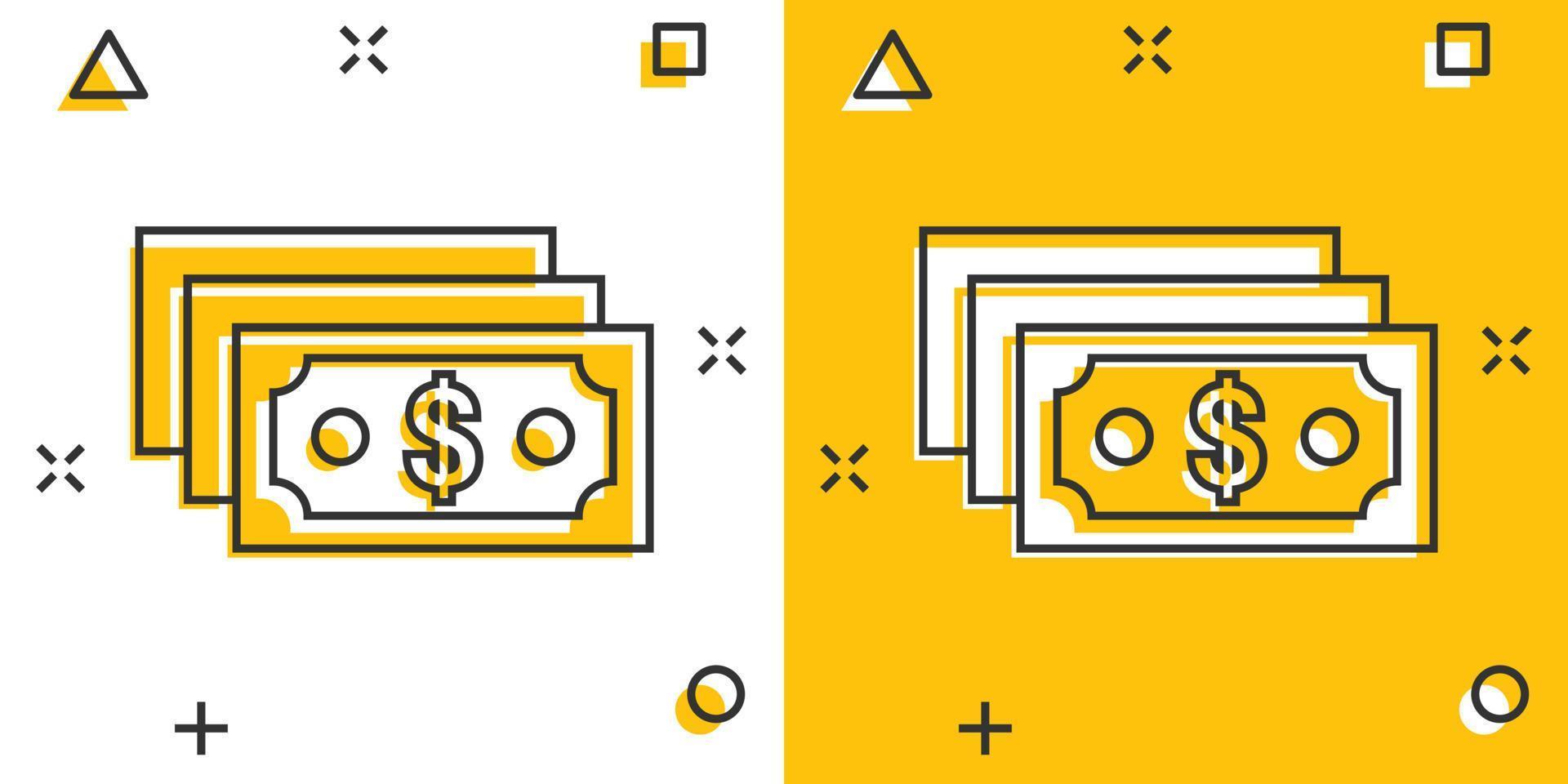 dollar valuta bankbiljet icoon in grappig stijl. dollar contant geld tekenfilm vector illustratie Aan wit geïsoleerd achtergrond. bankbiljet Bill plons effect bedrijf concept.