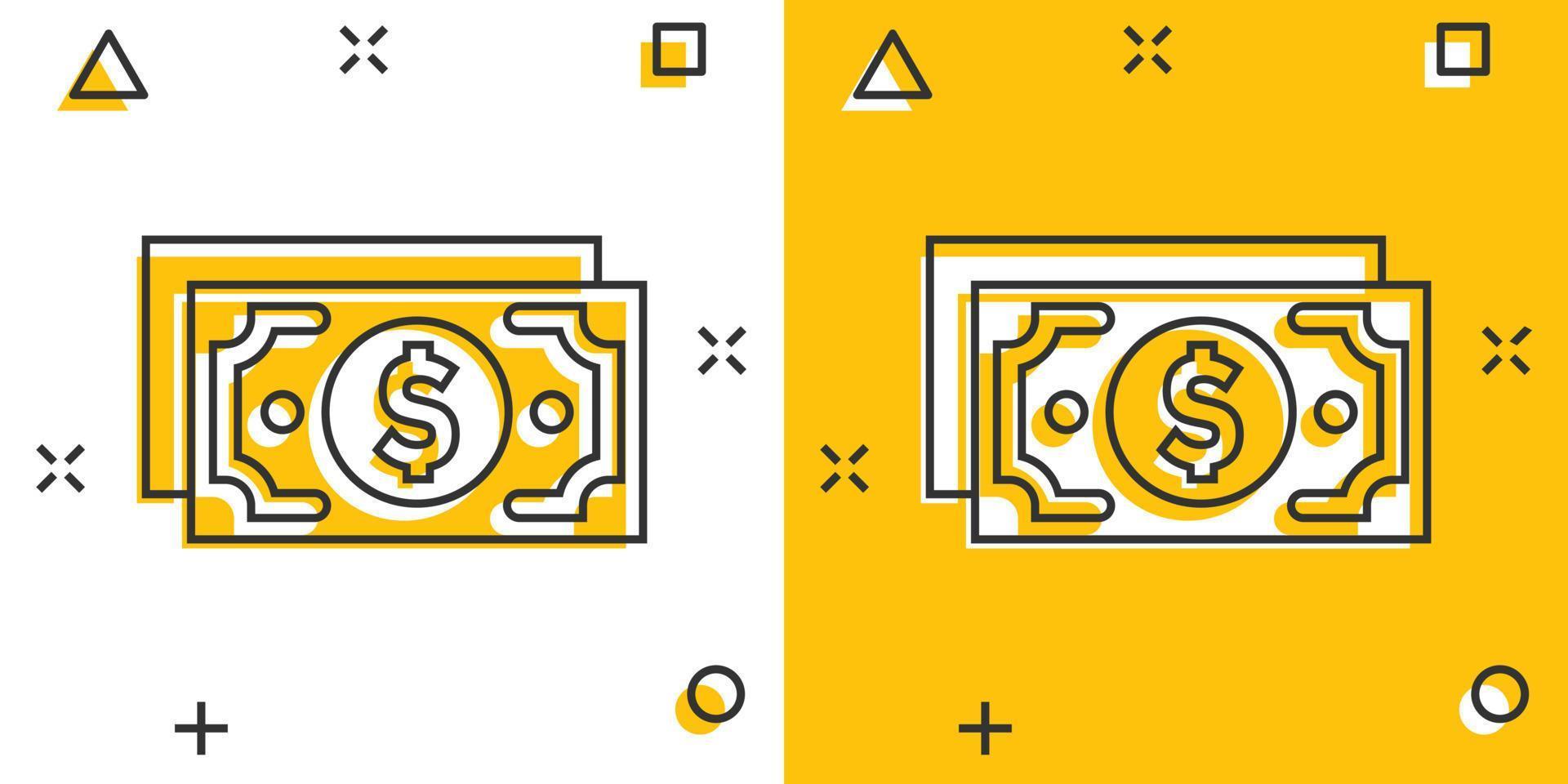 geld stack icoon in grappig stijl. uitwisseling contant geld tekenfilm vector illustratie Aan wit geïsoleerd achtergrond. bankbiljet Bill plons effect bedrijf concept.