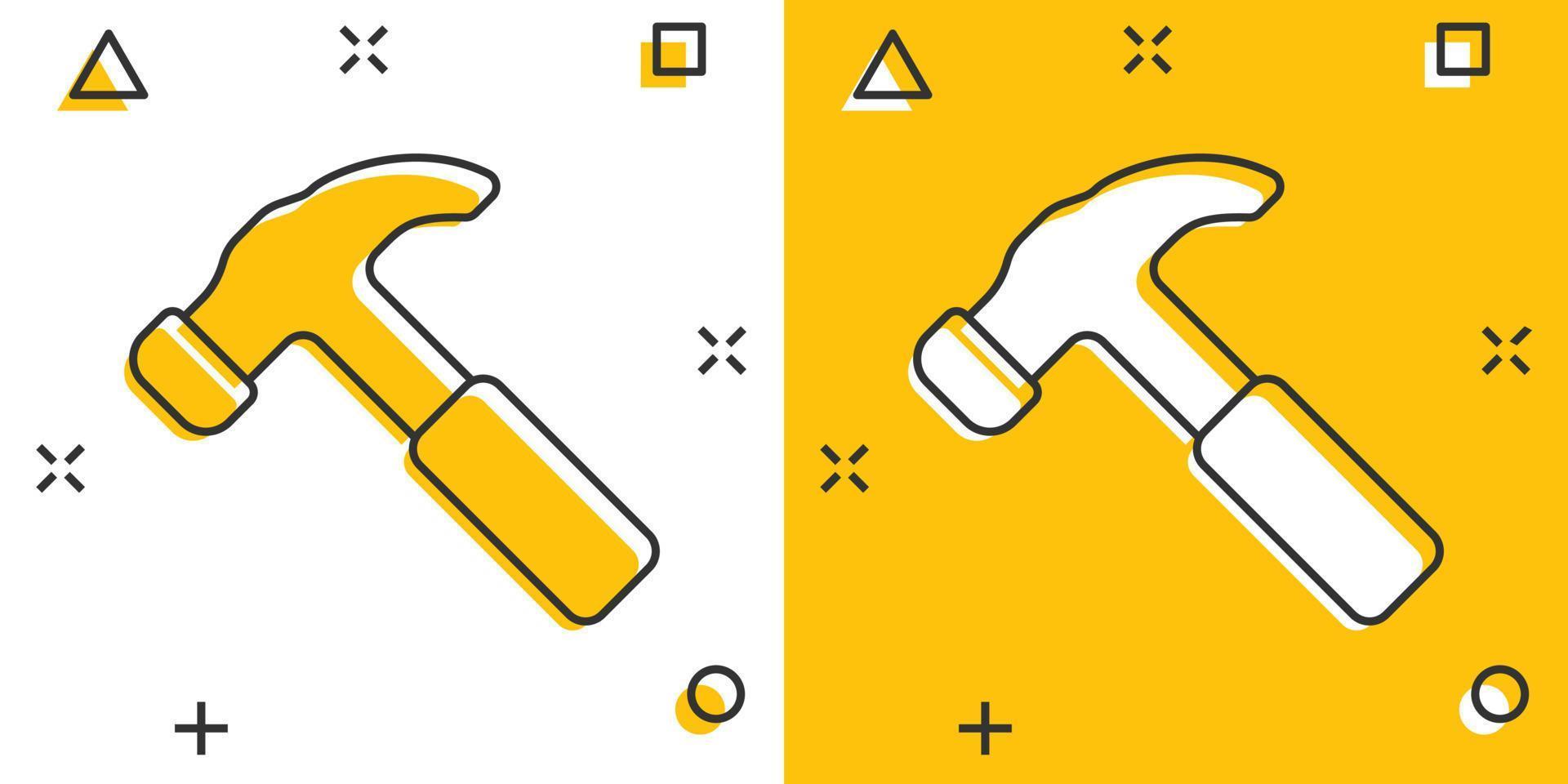 hamer icoon in vlak stijl. werk instrument vector illustratie Aan wit geïsoleerd achtergrond. reparatie uitrusting bedrijf concept.