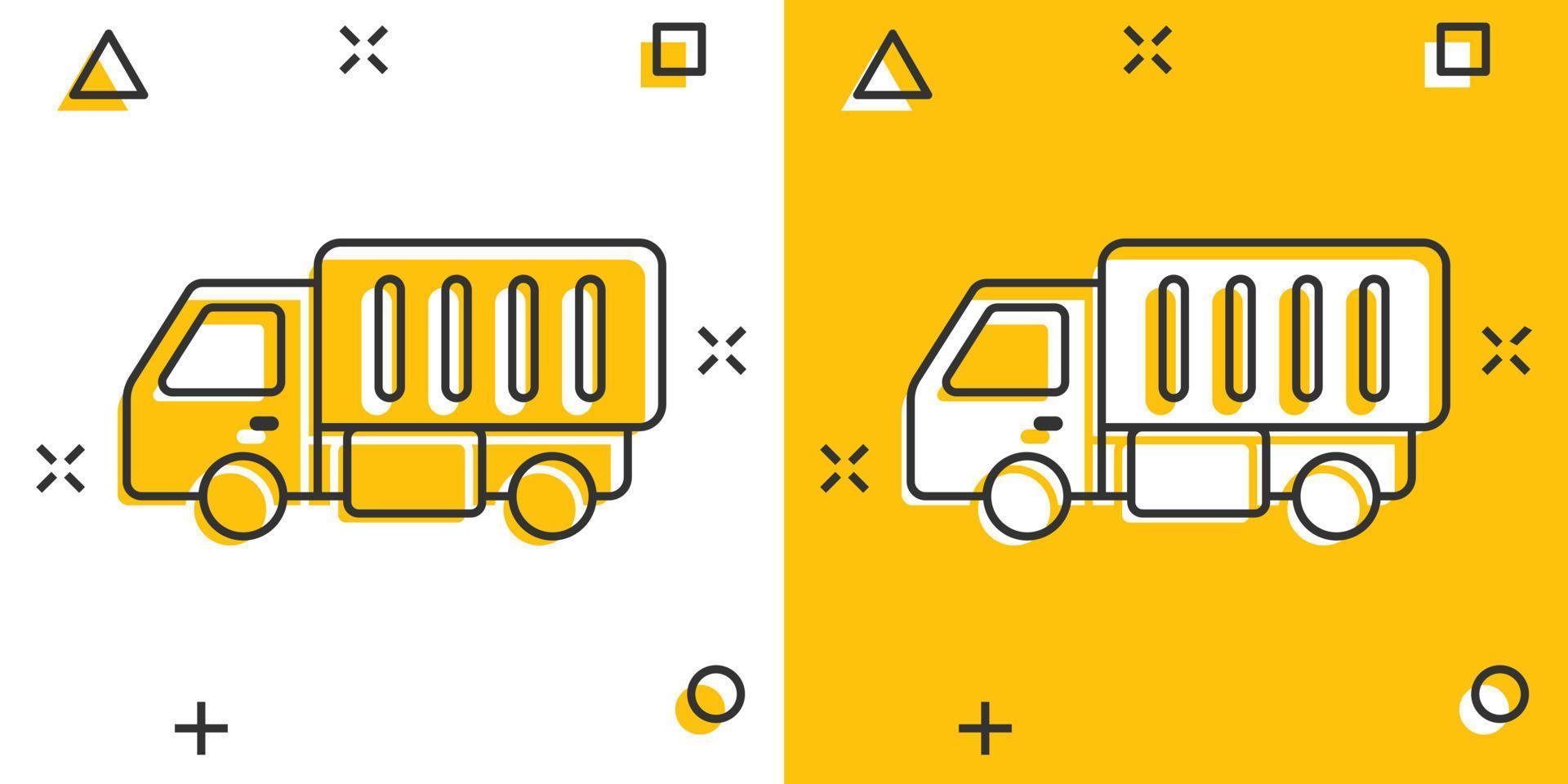 levering vrachtauto icoon in grappig stijl. busje tekenfilm vector illustratie Aan wit geïsoleerd achtergrond. lading auto plons effect bedrijf concept.