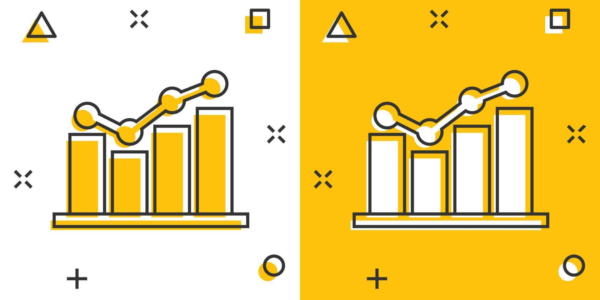 groeit bar diagram icoon in grappig stijl. toenemen pijl tekenfilm vector illustratie Aan wit achtergrond. infographic vooruitgang plons effect bedrijf concept.