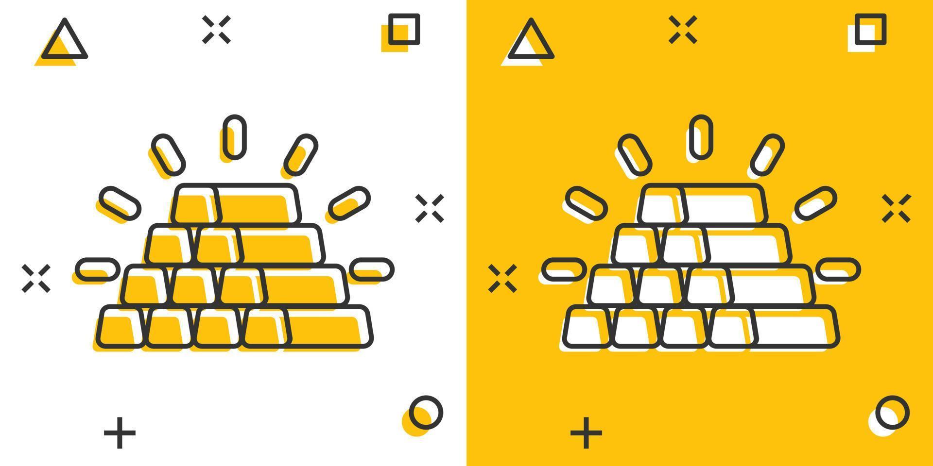 goud stack icoon in grappig stijl. zilver steen tekenfilm vector illustratie Aan wit geïsoleerd achtergrond. metaal bank plons effect bedrijf concept.