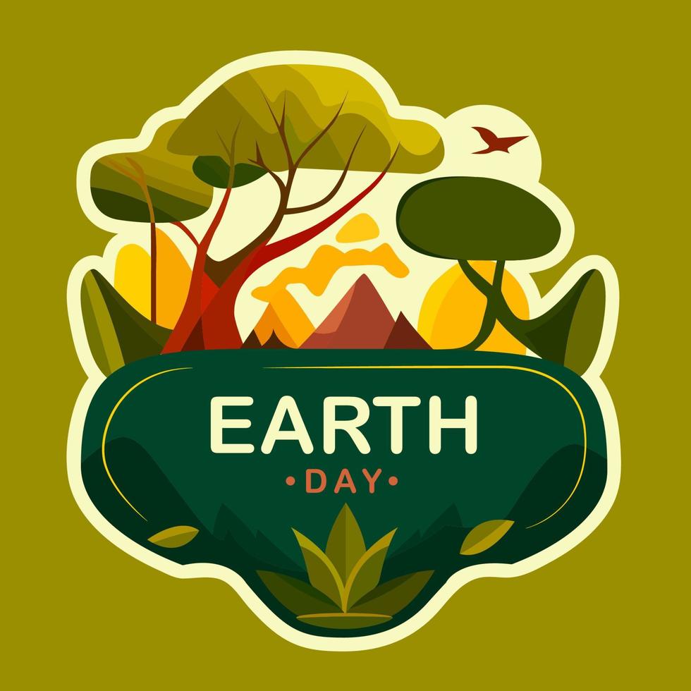 eco vriendelijk aarde dag geïllustreerd label. vector illustratie