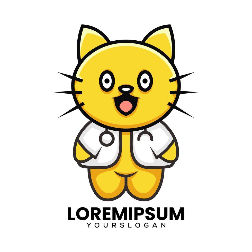 schattig kat dokter logo ontwerp vector