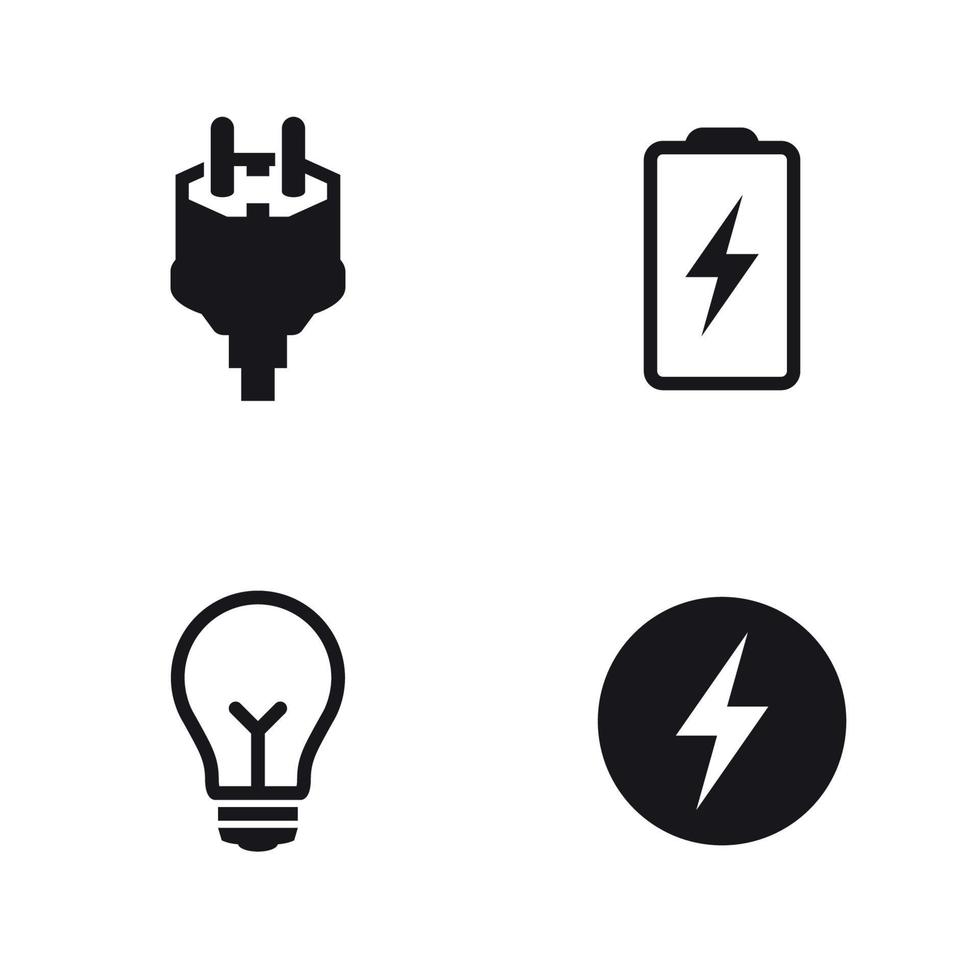 elektrisch pictogrammen set. zwart Aan een wit achtergrond vector