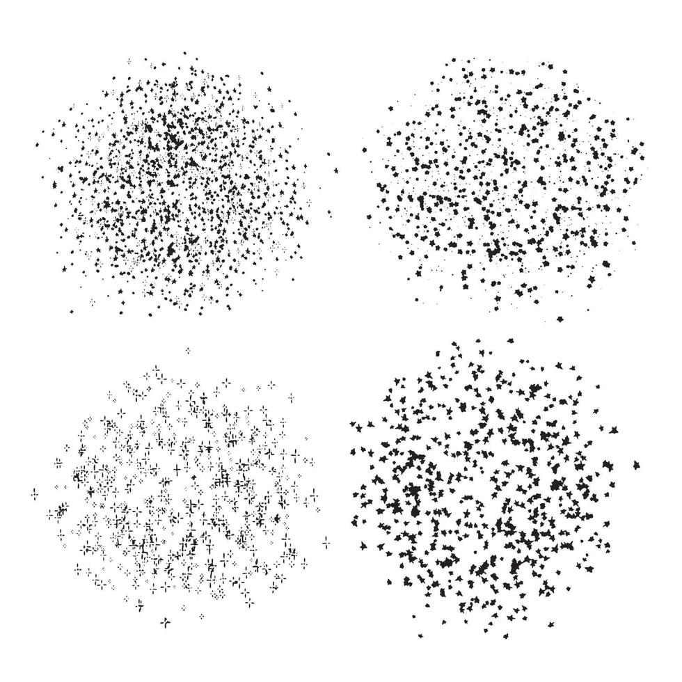 vector verzameling van zwart verf inkt borstel beroertes lijnen prima structuur kunst ontwerp elementen lawaai effect dots sterren vector illustratie geïsoleerd Aan wit achtergrond
