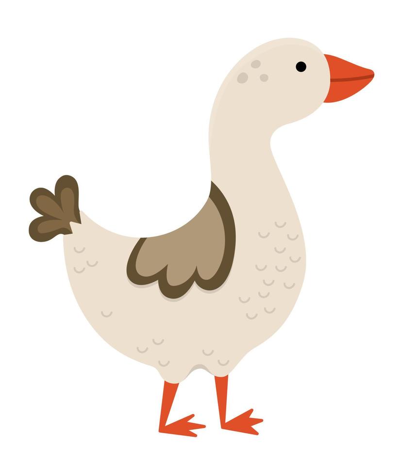 vector gans icoon. schattig tekenfilm gander illustratie voor kinderen. boerderij vogel geïsoleerd Aan wit achtergrond. kleurrijk vlak dier afbeelding voor kinderen