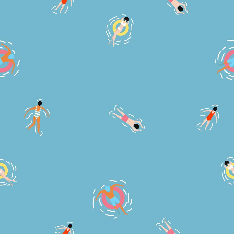 mensen zwemmen, zomer naadloze patroon achtergrond vector