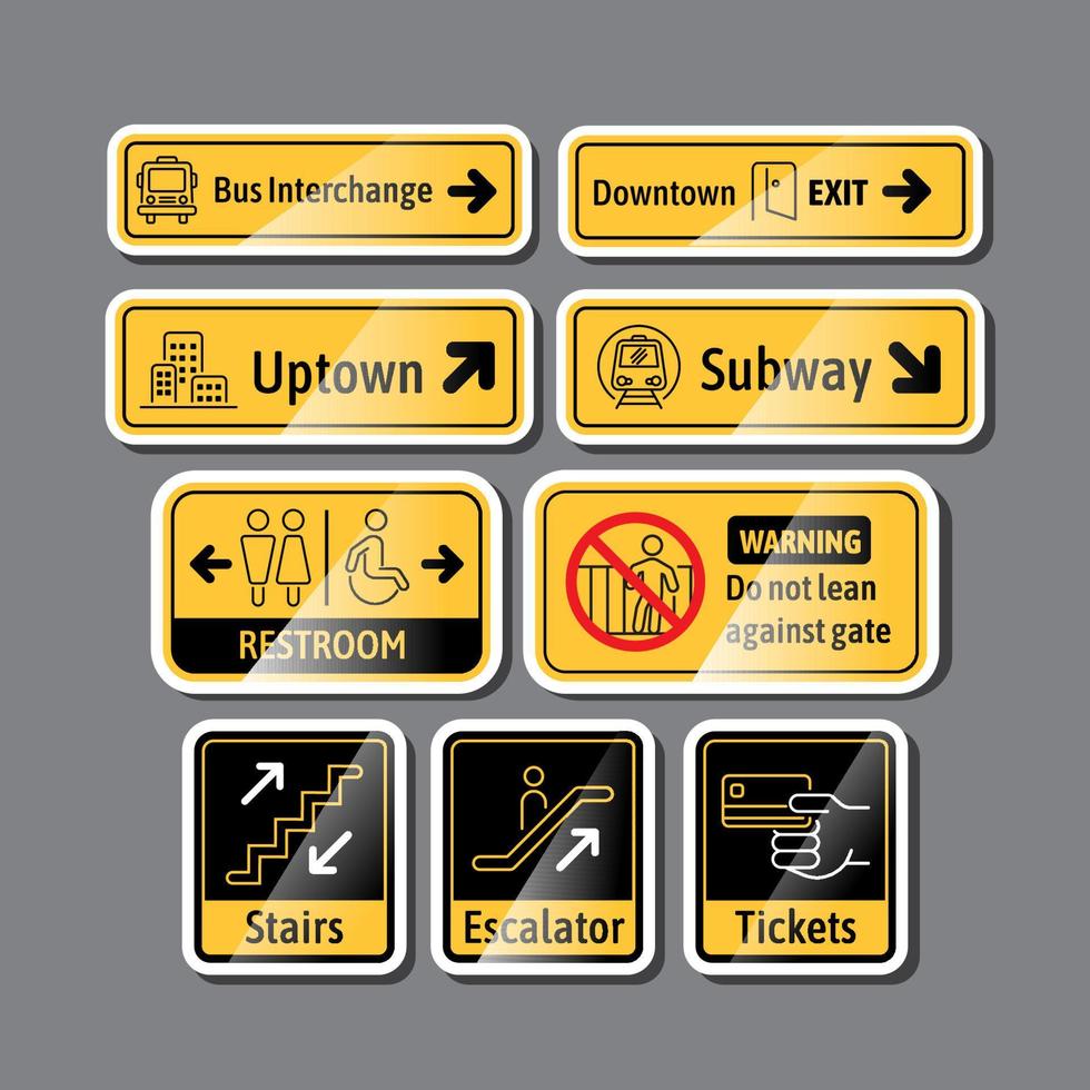 metro teken systeem sticker verzameling vector
