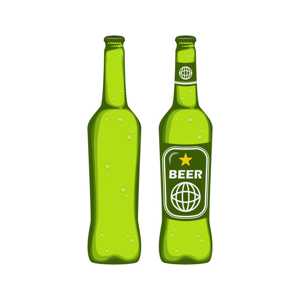 lager bier in fles groen Aan geïsoleerd achtergrond, vector illustratie.