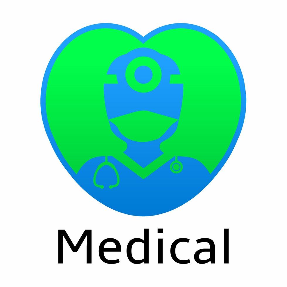 dokter logo vector illustratie. gezond haard dokter symbool. groen blauw hart met dokter icoon. modern medisch logo ontwerp