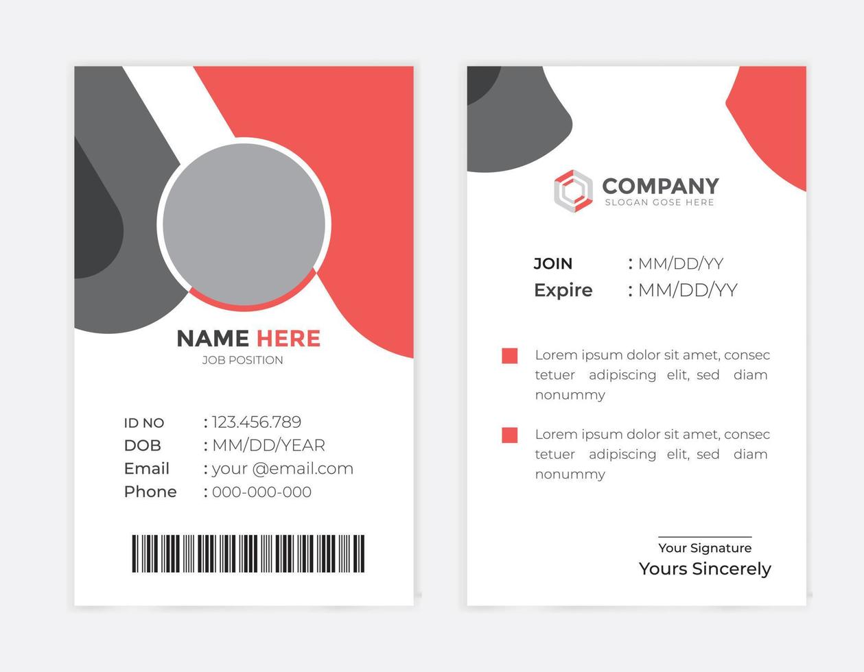 moderne en creatieve zakelijke werknemers-ID-kaartsjabloon vector