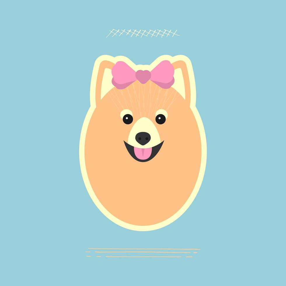 schattig hond sticker met een boog vector