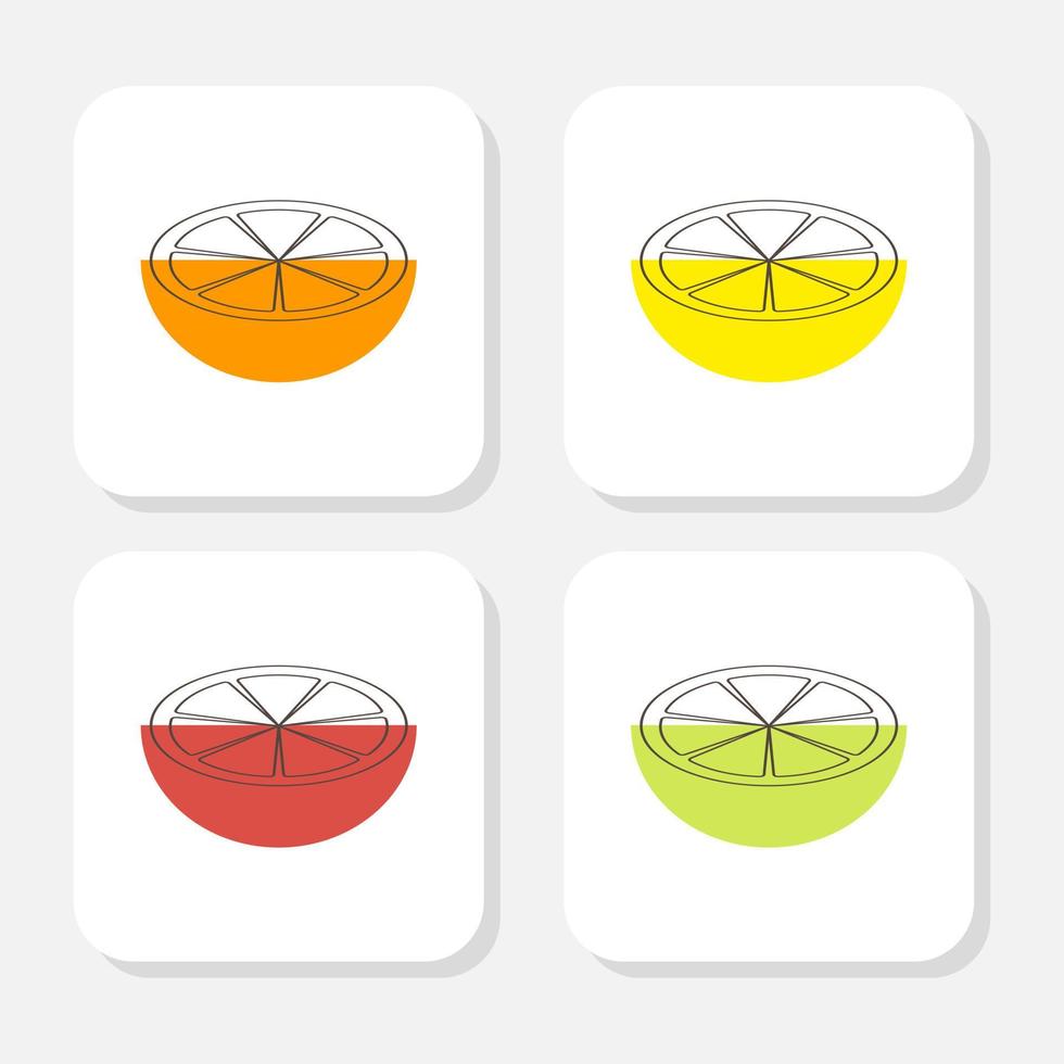 vier lineair pictogrammen van citrus fruit vector