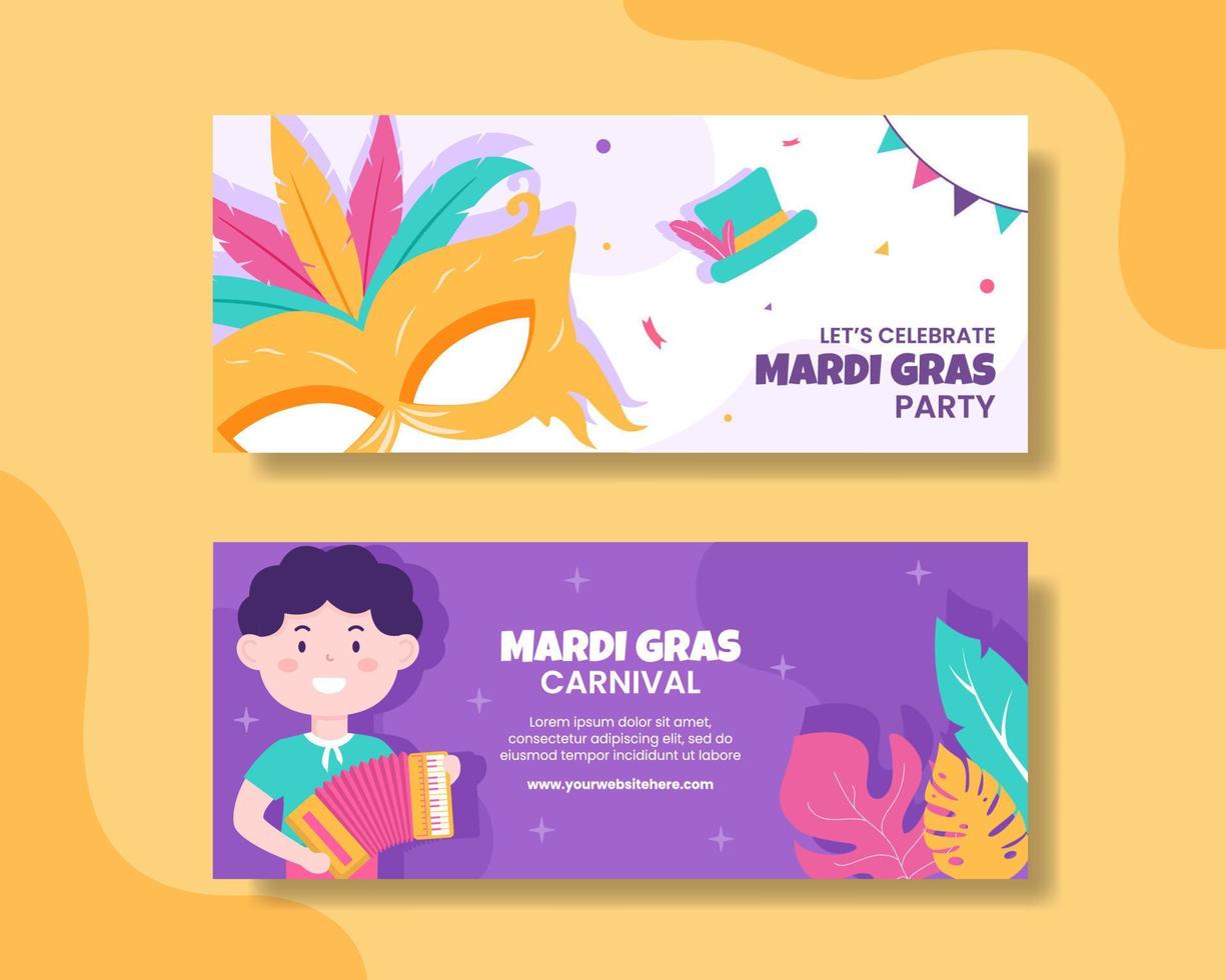 mardi gras carnaval horizontaal banier vlak tekenfilm hand- getrokken Sjablonen illustratie vector